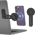 CloudValley Adjustable Laptop Stand, Magnetic Phone Holder | Aluminum Slim Monitor Side Mount Clip for iPhone MagSafe & All Phones, Portable Foldable Computer Expansion Bracket, Black by CloudValley
