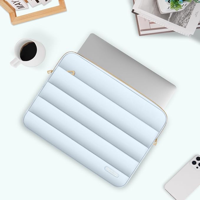 MOSISO Laptop Case 13.3 inch,13-13.3 inch Puffy Laptop Sleeve Carrying Case | Compatible with MacBook Neo/Air 13.6/Pro 13/14, HP Dell ASUS Lenovo, Polyester Horizontal Bag with Small Case, Sky Blue - Image 7