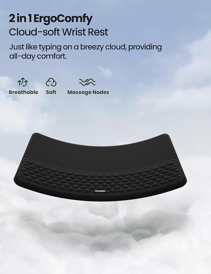 Vaydeer Wrist Rest with Keyboard Stand, Computer Wrist Support Pad, Ergonomic Keyboard Riser Holder Lifter Tray with Wrist Pad, Soft Memory Foam Desk Cushion, Palm Hand Typing for Office Home School - Image 7