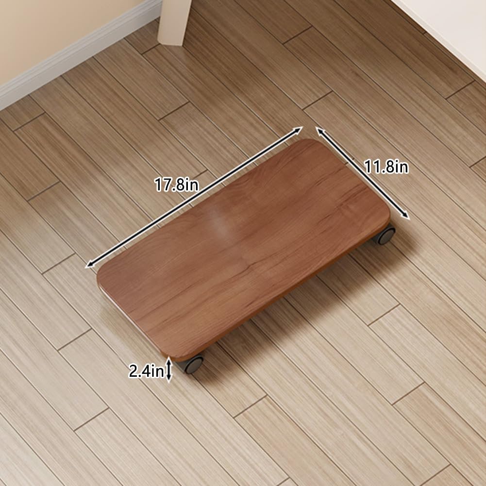 Mobile CPU Holder with 4 Caster Wheels, Universal Floor Standing Computer Tower Stand for Under Desk & Floor, Available Size PC Cart for Desktop Cases (Walnut, 17.8*11.8in) - Image 2