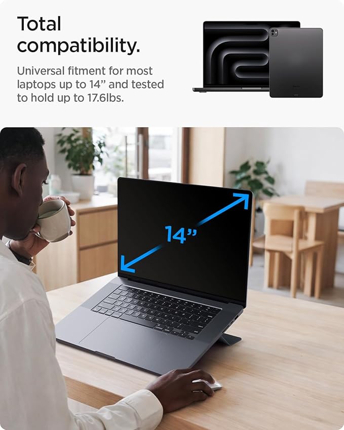 Spigen Slim Fold Portable Laptop Stand Foldable | Ergonomic Angle Lift Anti-Slip for MacBook Neo, MacBook Air, MacBook Pro 11"-14" and More - Black - Image 2