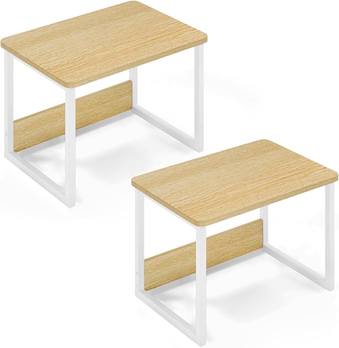 MARTY Desktop Printer Stand 2 Pack Printer Shelf for Desk Home/Office,Maple | Small Printer Stand for Desk, Printer Riser with Storage, Monitor Riser, Under Desk Small Table for Fax Machine Scanner by MARTY