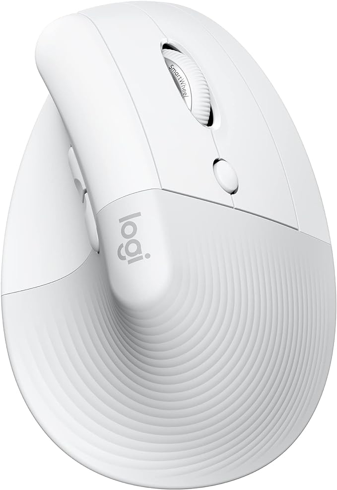 Logitech Lift Vertical Ergonomic Wireless Mouse - Off White | Connect via Bluetooth or included Logi Bolt USB-A receiver, quiet clicks, 4 of 6 buttons customizable, Windows Mac compatible by Unknown