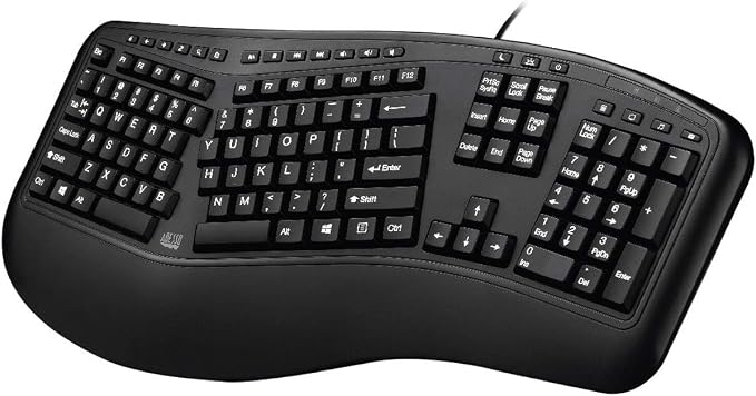 Adesso Ergonomic USB Keyboard, 105-Key US Layout AKB-150UB | Integrated Palm Rest, Split Key Design, Multimedia and Internet Hotkeys - Image 2