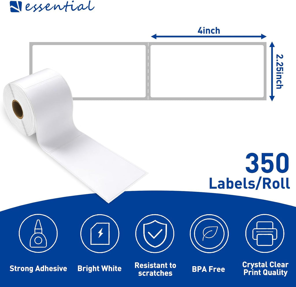 ESSENTIAL 2.25" x 4" Direct Thermal Labels (4200 Labels, 12 Rolls) - Image 2