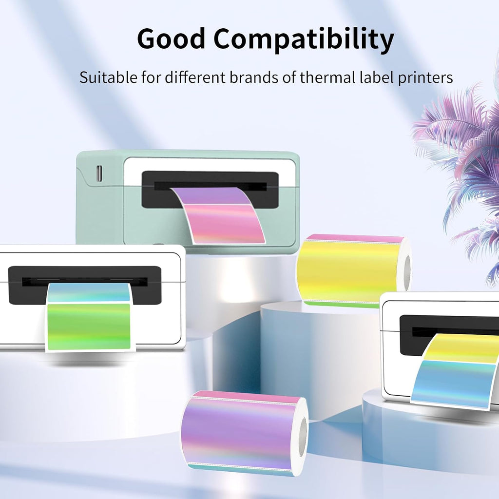 3x2 Inch Holographic Thermal Labels, Colorful Direct Thermal Stickers Label, Self-Adhesive Thermals Printer Sticker Labels, Perforation Line Design- 200Pcs/ 1 Roll - Image 3