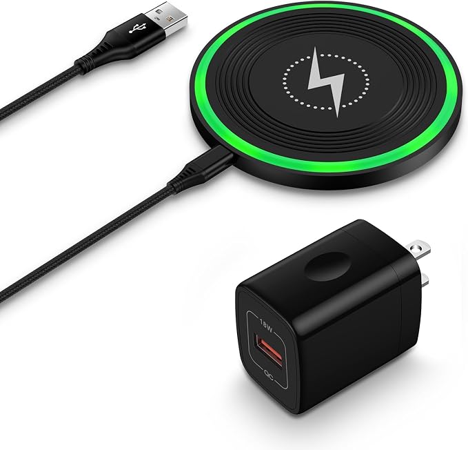 Android Wireless Charger Fast Charging Pad for Motorola Edge/Razr 2026 2025 2024,Moto G Stylus/Power 2025,Razr 50 Ultra,Wireless Samsung Phone Charger Station 15W for Galaxy S24/S23 with QC Adapter by Pukiou
