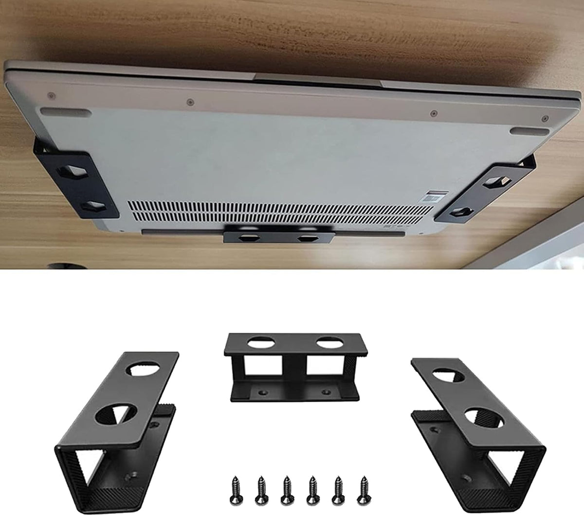 Under Desk Laptop Mount, 3Pcs Metal Laptop Holder for Desk by ZenQeek