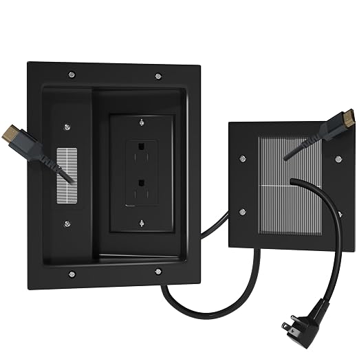 FORGING MOUNT in-Wall Cable Management Kit with Recessed Power Outlet Box,Cord Hider for Wall Mounted TV,Brush Plate,9.3ft Cord,–Easy,Safe Management for Organized TV and Home Theater Setups-Black by FORGINGMOUNT