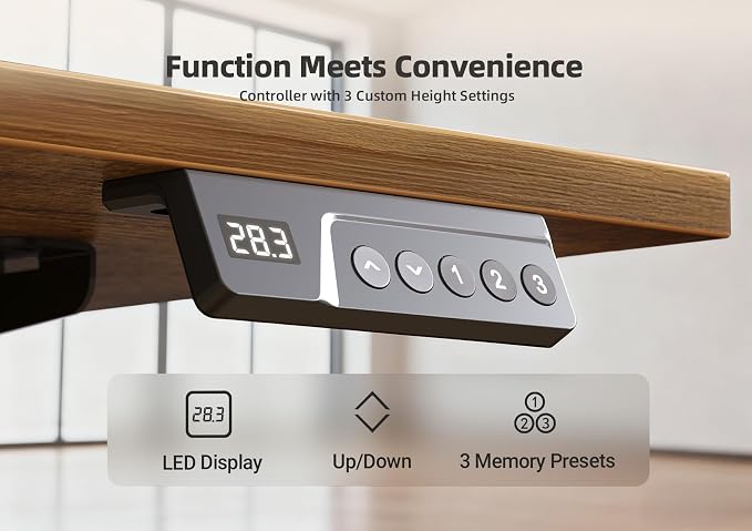 YDN 40 x 24 Inch Rustic Brown Electric Standing Desk | Adjustable Height, Sit Stand, Cable Management, Ergonomic, Home Office - Image 8