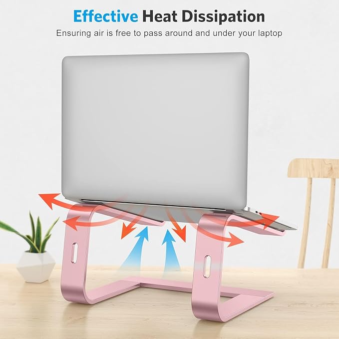 OMOTON Laptop Stand, Detachable Mount for MacBook Air/Pro Dell HP Rose Gold | 11-17" Laptop Holder for Desk, Notebook Computer Mount, Lightweight Cooling for Desk, Ergonomic Home Office - Image 6