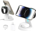 Wireless Charger,3 in 1 Charging Station,15W Phone Charger Stand | Compatible with Mag-Safe Charger for iPhone 17/16/15/14/13/12 Series, Apple Watch, AirPods (Adapter Included) by Utotrip