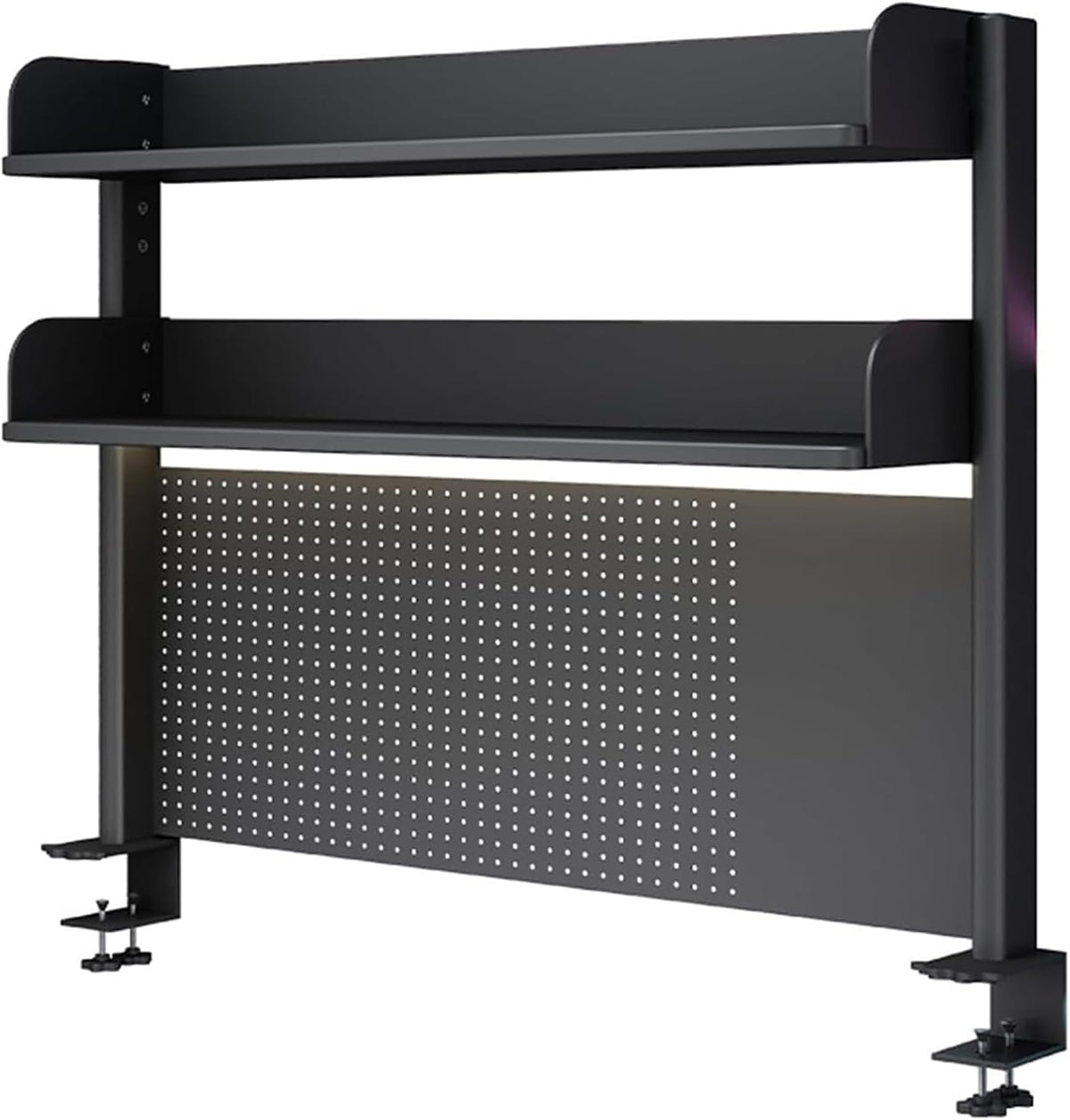 Computer Desktop Bookshelf with Pegboard,Clamp On Desk Organizer Shelf,Desktop Organizer Bookshelf Storage Shelves for Home Office Dorm Gaming Desk(31.4in, Black) by peilouw