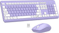 Wireless Keyboard and Mouse Combo, MK258 Full Size Silent Keyboard (Purple) | Silent for Home Office, Optical Mouse, Long Battery Life, 2.4GHz Lag-Free Cordless, for Windows/Mac OS/Desktop/Laptop/PC by EDJO