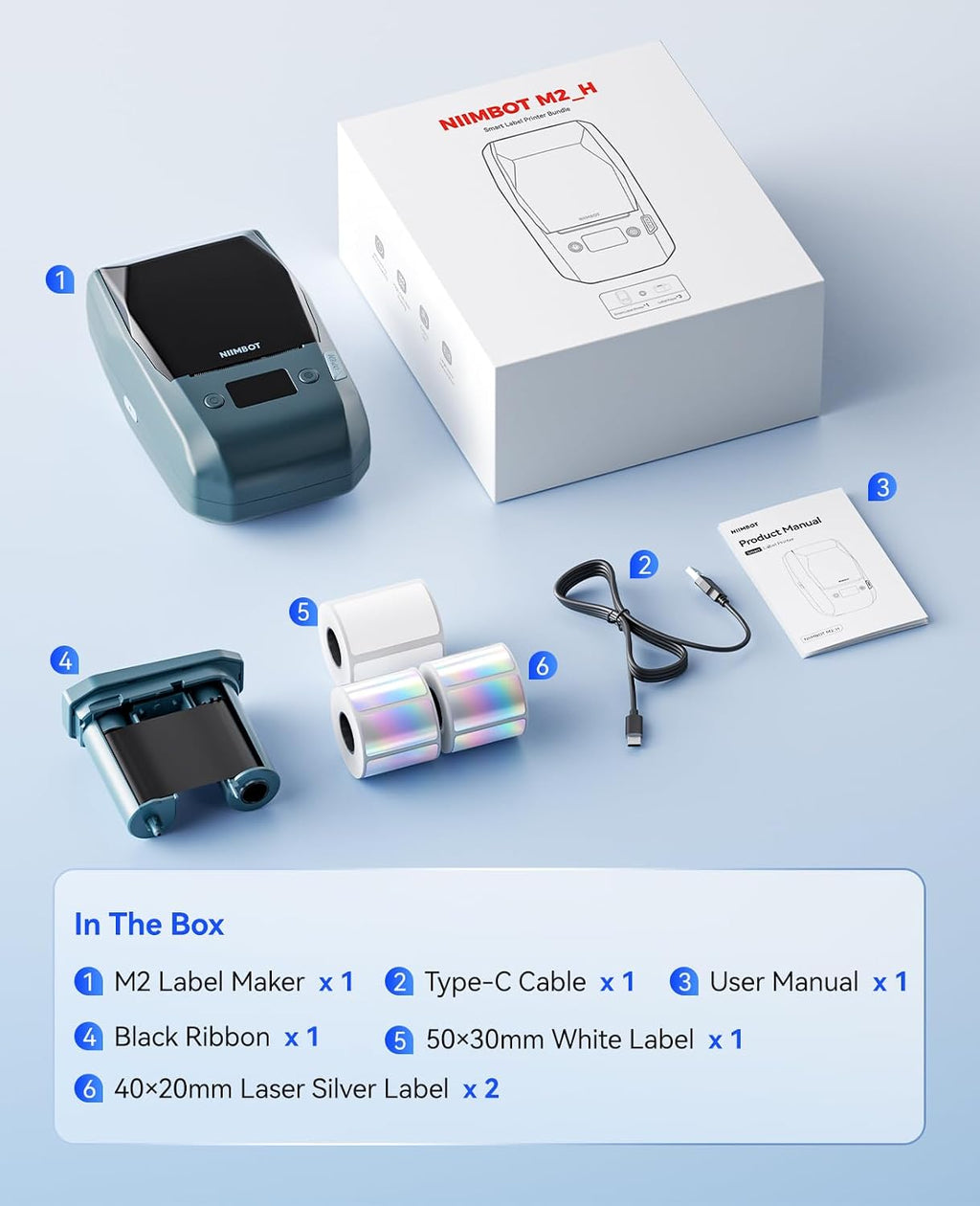 NIIMBOT M2 Label Maker with Tape 3 Rolls，2inch Thermal Transfer Label Maker - Image 7