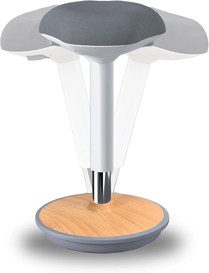 Adult Wobble Stool - Anti-Fatigue Standing Desk Stool with 360° Rocking Non-Slip Curved Base, Height Adjustable 22-32 Inch Standing Chair for Home & Office,Light Wood by ERGOCOLLECT