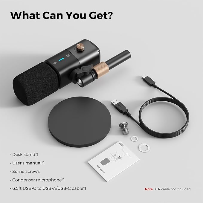 AM25X Gen3 USB/XLR Podcast Microphone for PC/Audio Mixer | Condenser Mic with Desk Stand for Stream/Podcast, USB-C Noise Canceling, Volume, Headphone Jack, Mute, XLR for Audio Mixers - Image 8