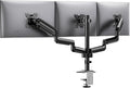 HUANUO Triple Monitor Mount for 13-27 inch Computer Screens, Gaming 3 Monitor Desk Mount with Arm Holds 19.8lbs, Triple Monitors Stand with Tilt, Swivel, Rotation, VESA 75x75, 100x100mm by HUANUO