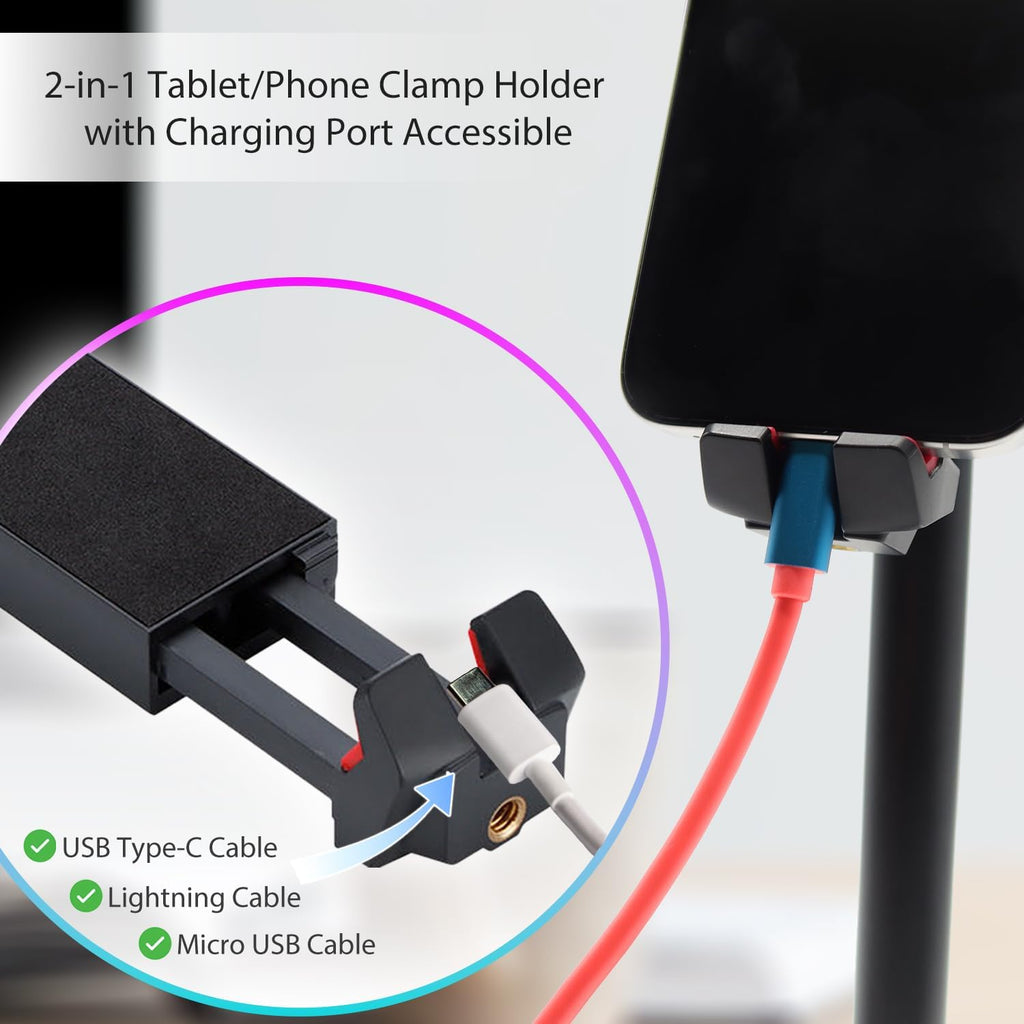 Kado Metal Portable Monitor Stand Tripod, Phone/Tablet Clamp for Desk - Image 6