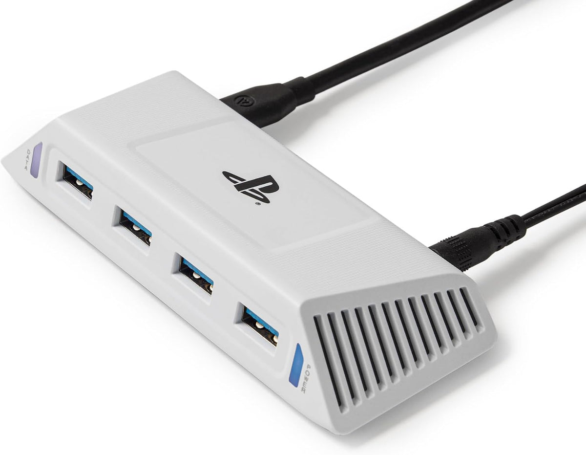 PowerA 4-Port USB 5Gbps Hub for PlayStation®5, USB 3.2, AC Powered, Weighted Base, Officially Licensed by PowerA