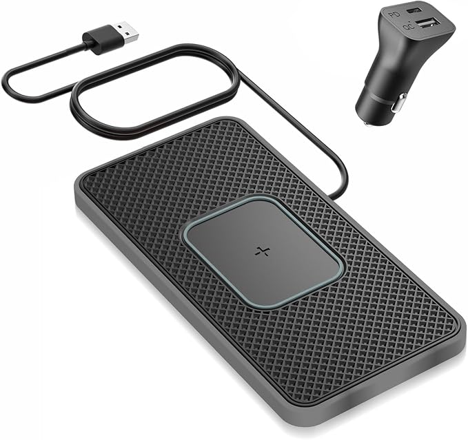 Wireless Charger Car Charging pad,SANMIDO Fast Wireless Phone Charger Cell Phone Non Slip Cordless Charging mat Compatible with iPhone 11/12/12/14/15 Galaxy S21/S22/S23/24 NOTE10 (C1P) by SANMIDO