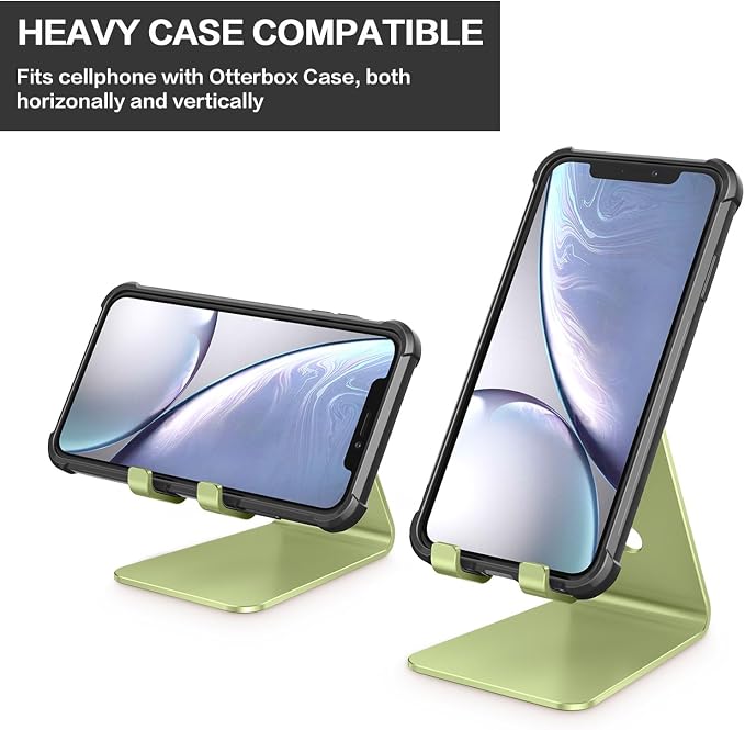 OMOTON Adjustable Cell Phone Stand, C2 Aluminum Desktop Phone Dock Holder Compatible with iPhone 15 14 13, SE, XR, 8 Plus 7 6, Samsung Galaxy, Google Pixel and More | Sturdy 3mm Aluminum, Charging Port, 270° Adjustable, Non-Slip Silicone Pads, Works wi... - Image 5