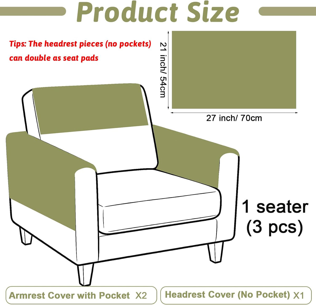 Universal Flannel Recliner & Armchair Covers with Pockets - Image 2