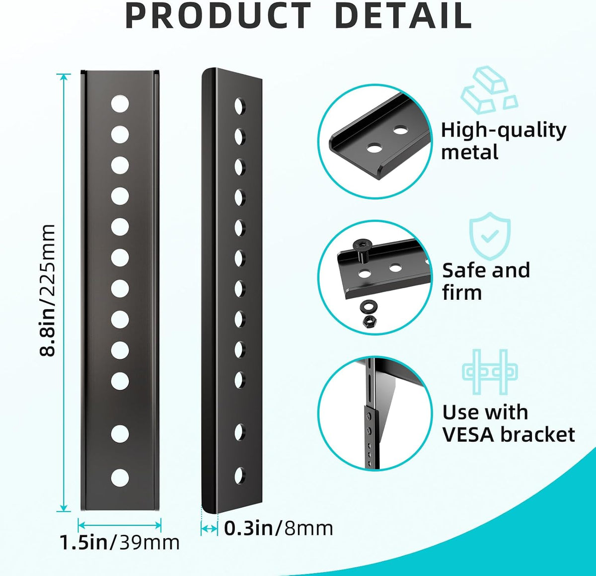 TV Mount Extension Bracket Kit,TV Mount Extender Designed for Low Vesa Pattern TV’s,Steel Wall Mount Extension Bracket Plate- 2 Pcs - Image 2