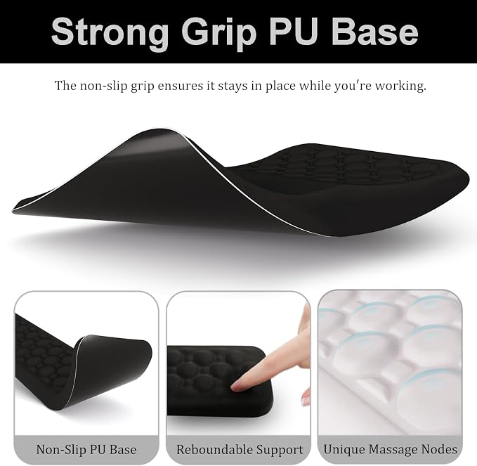 Ospelelf Keyboard Wrist Rest Ergonomic Mouse Pad with Wrist Rest, Arm Wrist Rest for Computer, Office and Gaming,Black - Image 3