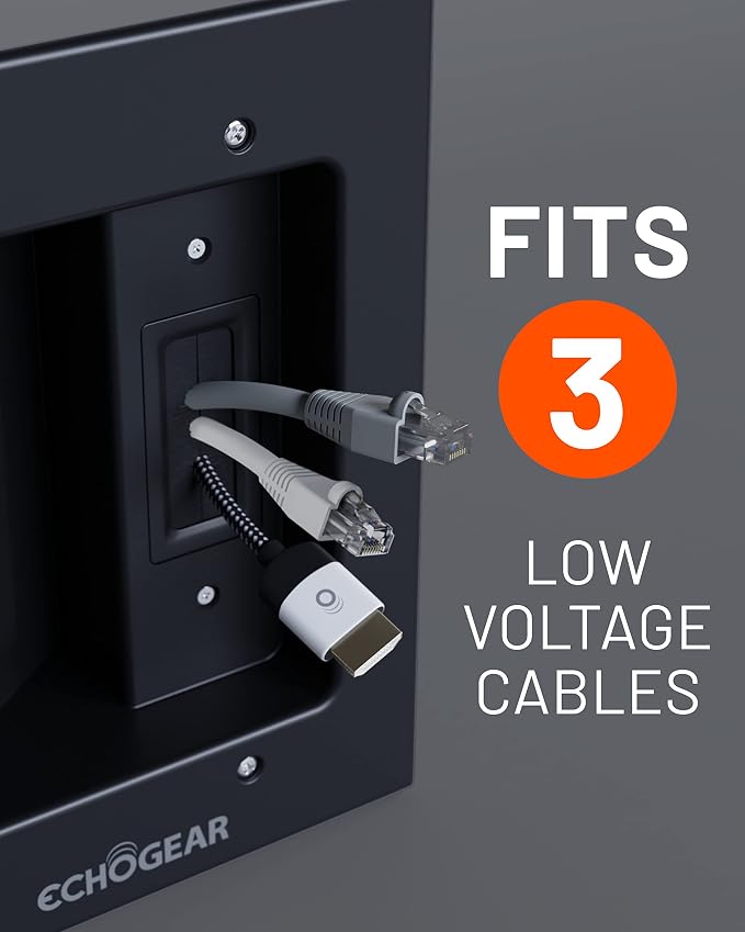 ECHOGEAR TV Cord Hider for Wall Mounted TV with 2X AC Outlets & 2X USB-A Ports - Hide Power Cables & Low Voltage Wires Behind The Wall - Includes Template, Saw, & Low Profile Extension Cord - Black - Image 3
