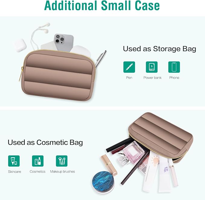 MOSISO Laptop Case 14 inch, 14 inch Puffy Laptop Sleeve Carrying Case | Compatible with HP Lenovo Dell ASUS Acer, HP Stream, Dell Latitude, Polyester Horizontal Bag with Small Case, Brown - Image 8