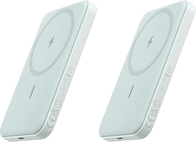 Anker 621 Magnetic Portable Charger (MagGo), 5,000mAh Wireless Power Bank with USB-C Cable, Magsafe-Compatible Battery Pack for iPhone 16/15/14/13/12 Series (Pack of 2) by Unknown