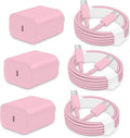 AISNI iPhone 17/16/15 Charger Fast Charging 3 Pack Type C Chargers | 20W Type C Charger Fast Charging USBC Charger for iPhone 17 16 15 Pro max iPad Pro with 6 FT iPhone USB C Cable-Light Pink by AISNI