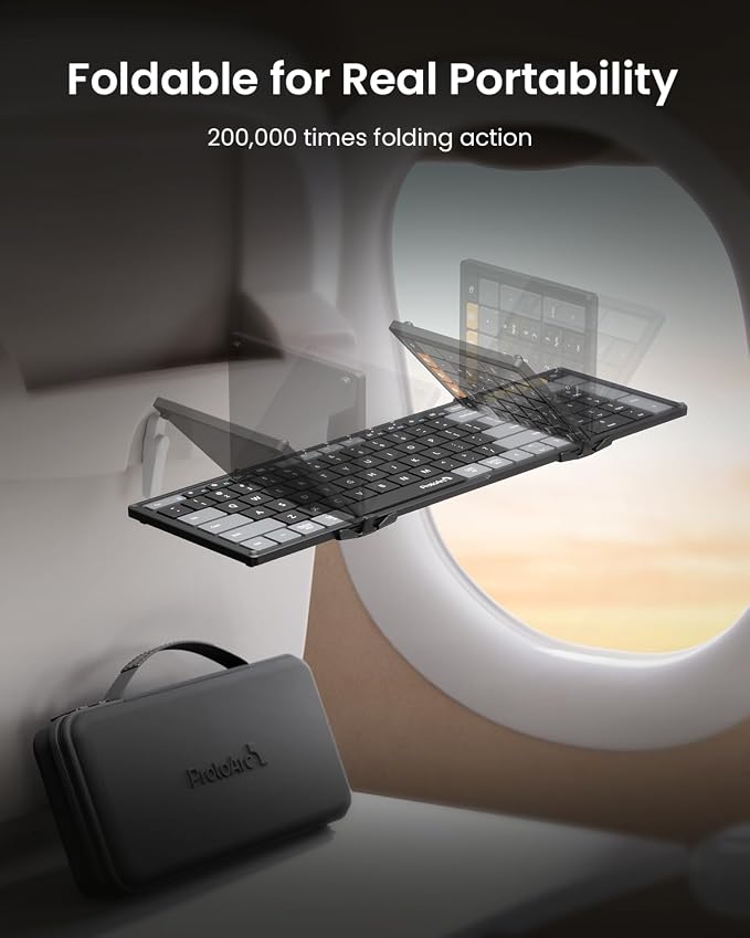 ProtoArc XKM01 CaseUp Foldable Bluetooth Keyboard Mouse Combo | Portable with Laptop Stand, Mobile Work Solution for On-the-Go, Compatible with Laptop PC Macbook, Windows Mac OS - Image 4