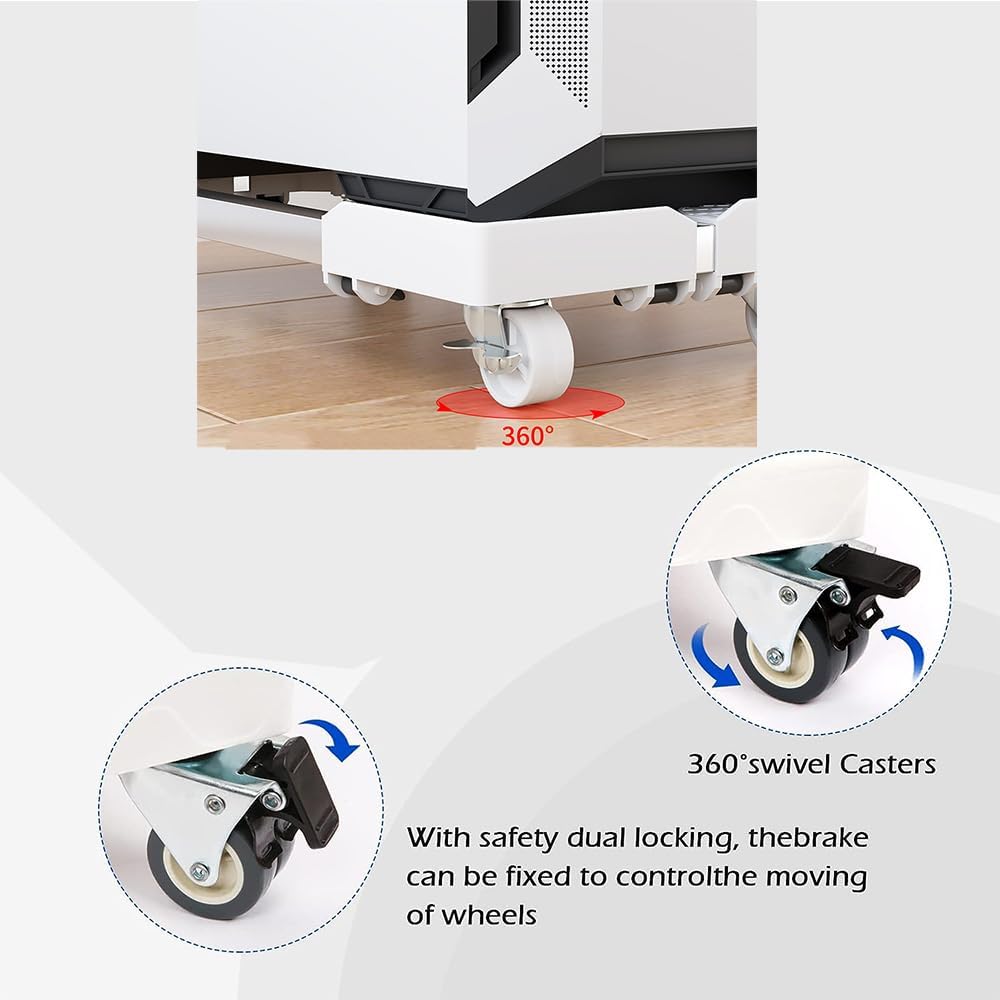 White Mobile CPU Stand, Adjustable PC Tower Stand - Image 3