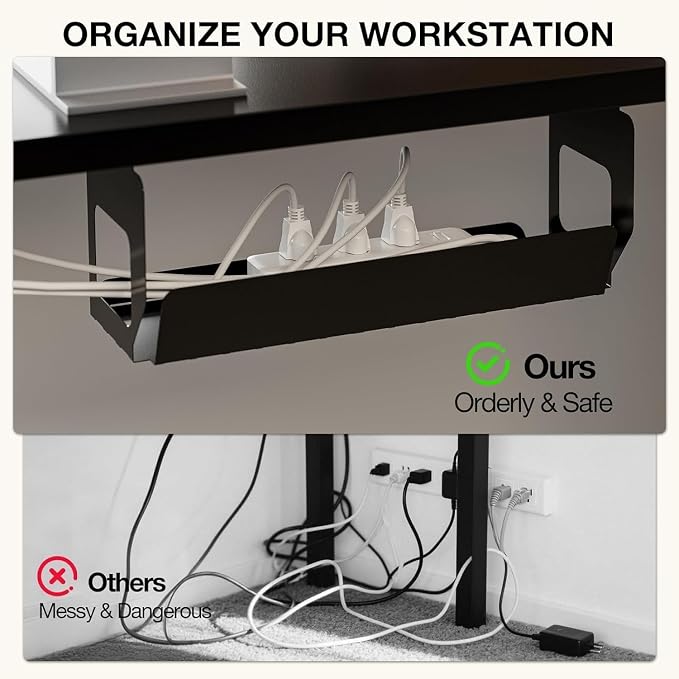 Muvai L Shaped Standing Desk with Cable Management Tray, 71 Inch Height Adjustable Electric Standing Corner Desk, Sit Stand Up Table for Home Office with Reversible Splice Board,Black - Image 4