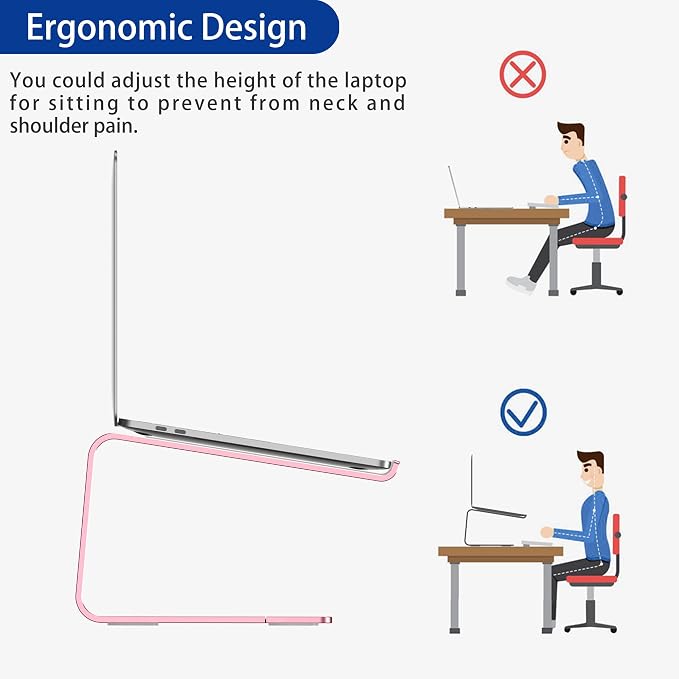 BESIGN LS03 Aluminum Laptop Stand, Ergonomic Detachable Computer Stand, Notebook Riser, Laptop Mount Compatible with Air, Pro, Dell, HP, Lenovo More 10-15.6" Laptops, Pink - Image 8