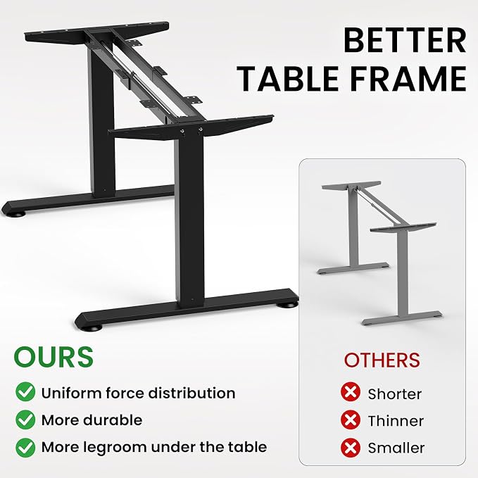 Veken 63" x 28" Super Large Standing Desk, Conference Room Tables, Black | Height Adjustable Electric Computer Desk, Sit to Stand Up, Modern Workstation for Home Office, Writing, Gaming Study - Image 6