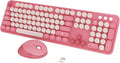 Colorful Wireless Keyboard and Mouse for PC Laptop | Cute Colorful Typewriter Retro Round Keyboard and mouse for PC Laptop by Kootop