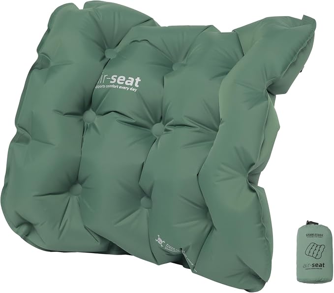 Inflatable Seat Cushion & Lumbar Support Lightweight TPU Non-Slip | 3D contoured, breathable, ideal for air travel, camping, hiking, office, stadium, long flights by STABLEEASEOUTDOORS