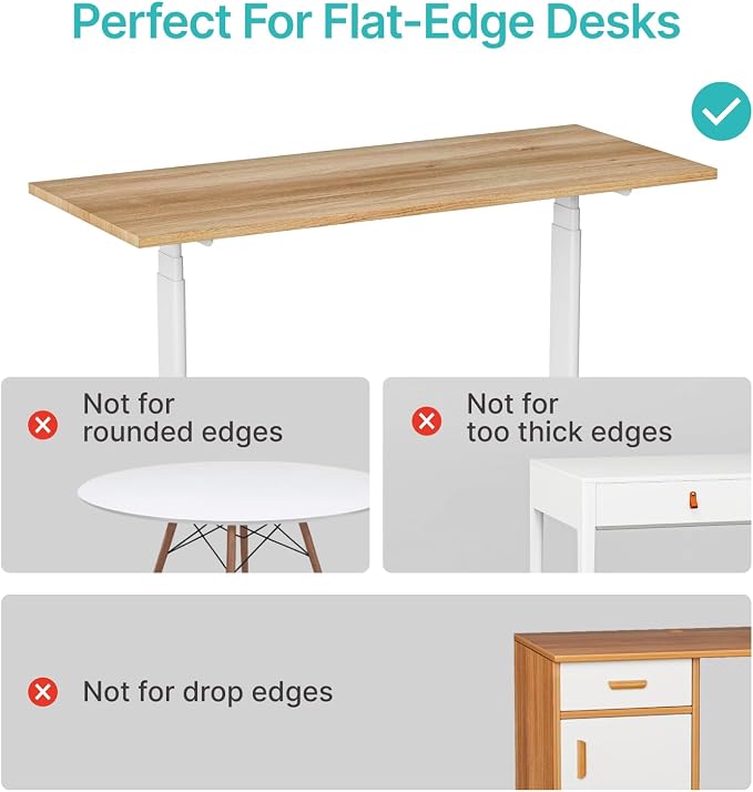 Desk Side Storage Organizer, Fits Flat Edge 0.4" to 2.2", White | No Drill Under Desk Laptop Holder, Clamp on Desks Shelf with Pegboard Accessories, Hanging Laptop Mount - Image 3