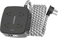 Surge Protector Power Strip - YISHU 8 Outlets with 4 USB (2 USB C) Charging Ports, 10Ft Braided Extension Cord, Flat Plug Multi Plug Outlet Extender Charging Station for Home Office, ETL, Black by YISHU
