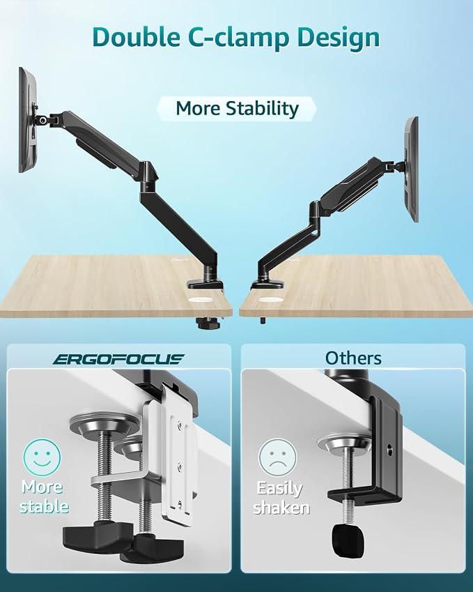 Heavy Duty Single Monitor Arm for Max 42 Inch Hold up to 33 lbs | Monitor Mount Desk Mount Height Adjustable Ultrawide Monitors Stand VESA Mount 70/100 - Image 5