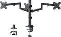 WALI Adjustable Triple Monitor Mount for 13-27 inch Screens, 22 lbs per Arm | 3 Monitor Desk Mount, Full Motion with Tilt, Swivel, Rotation, C-Clamp & Grommet Base, VESA 75/100mm (M003S), Black by WALI