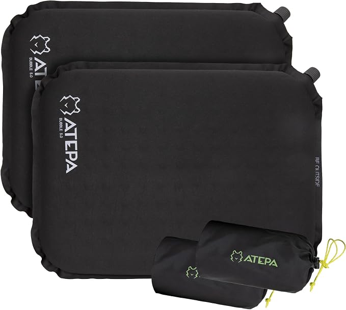 ATEPA Inflatable Seat Cushion | 2" & 2.5" Foam Core Seat Pad, Self Inflating, Compact, Stadium, Airplane, Travel, Camping, Hiking, Sports events by ATEPA