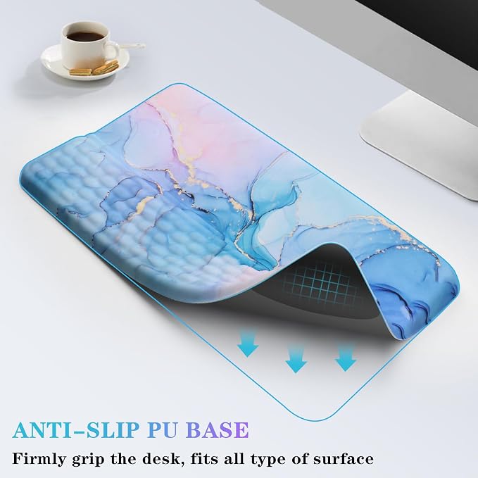 Computer Keyboard Stand with Wrist Rest, Ergonomic Tilted Keyboard Holder - Keyboard Riser with Wrist Pad - Keyboard Tray Support for Office Home - Aqua Marble - Image 4