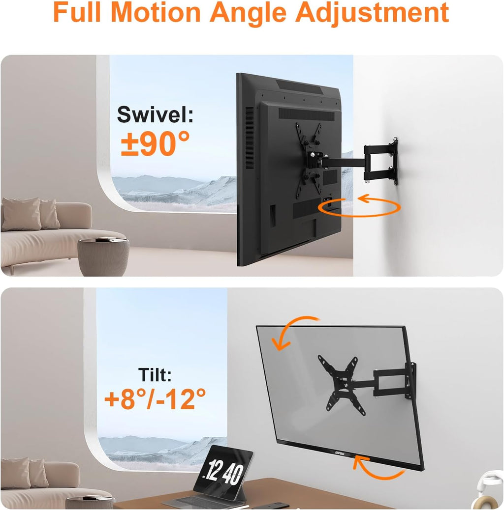 GRIFEMA Full Motion TV Wall Mount for 13-43 in TVs or Monitor, Swivel Tilt - Image 5