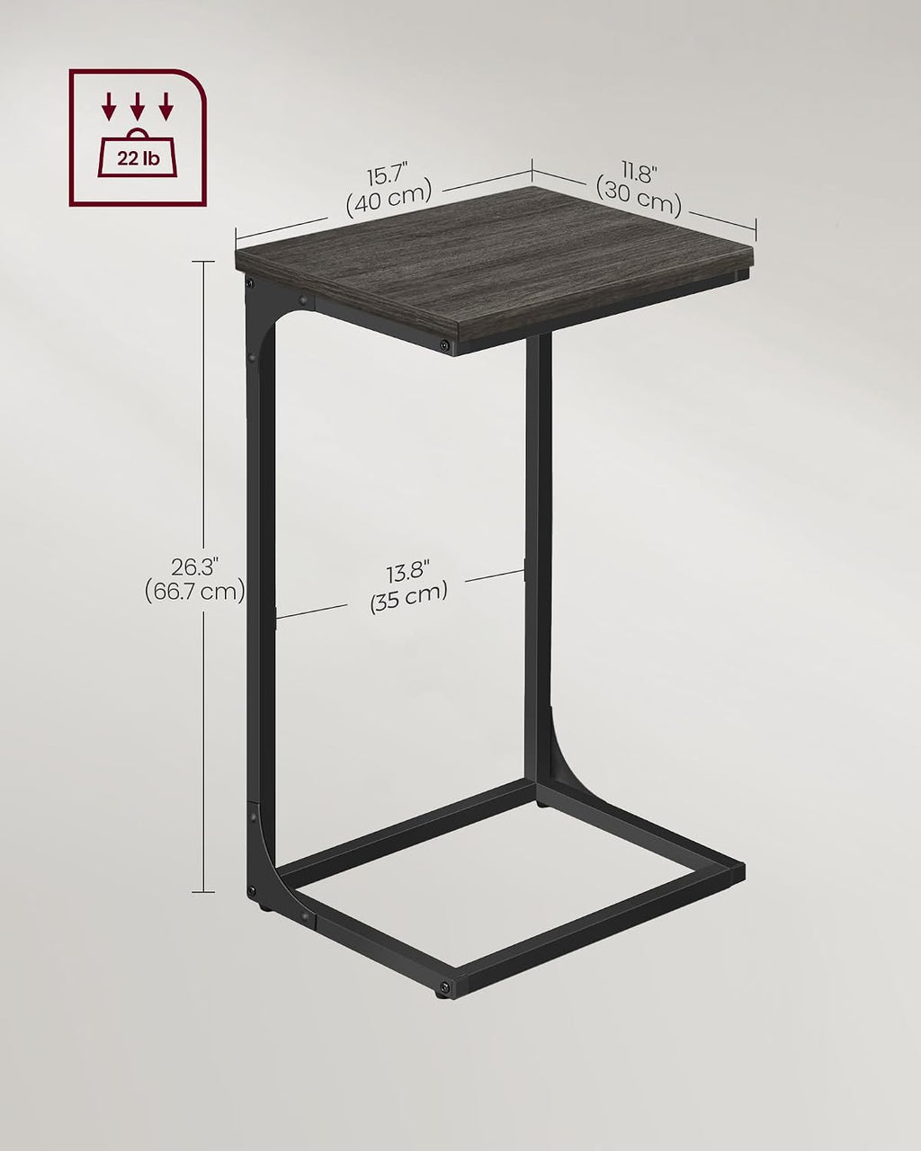 VASAGLE C-Shaped End Table, Set of 2, Couch Side Table with Metal Frame - Image 3