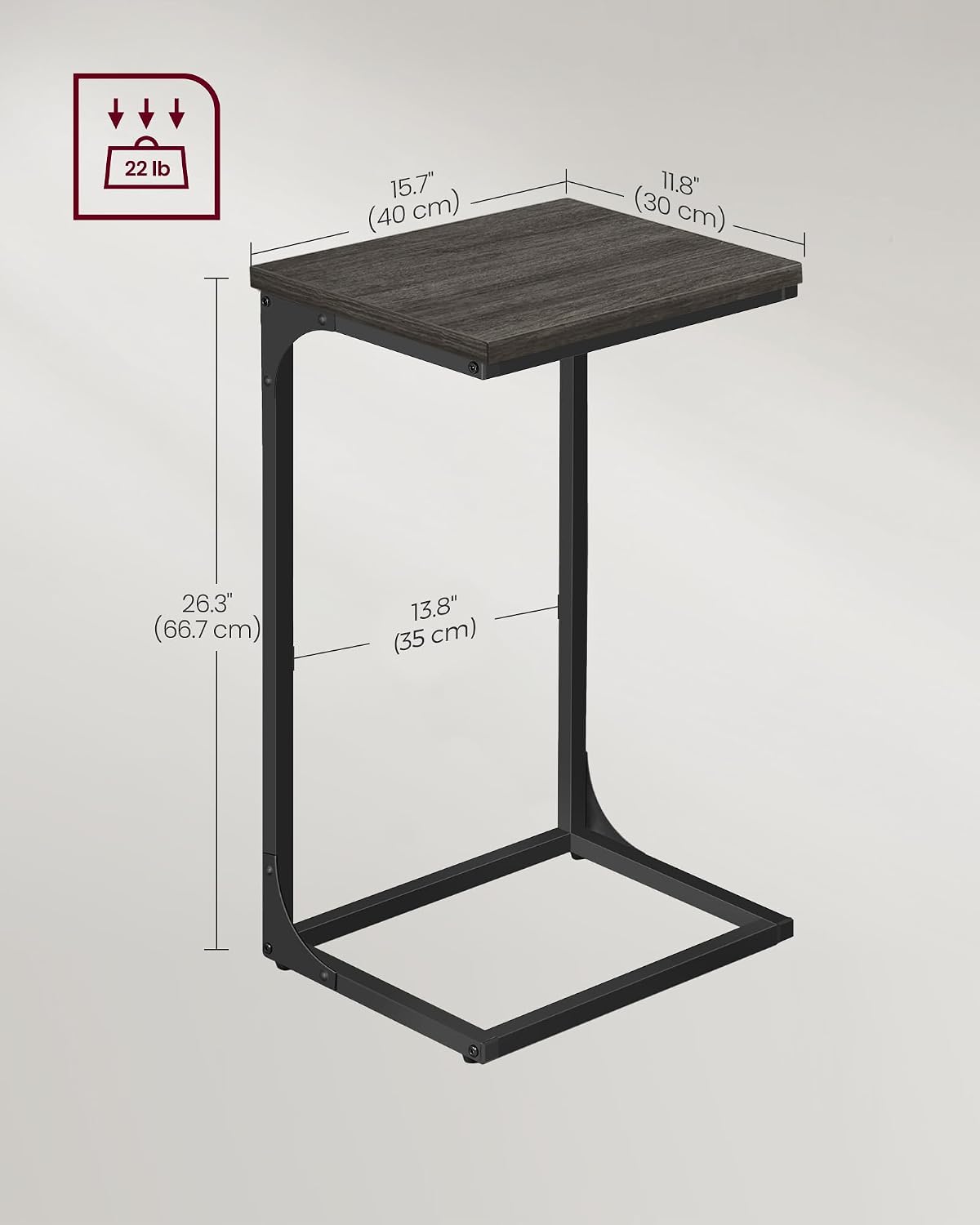 VASAGLE C-Shaped End Table, Set of 2, Couch Side Table with Metal Frame - Image 3