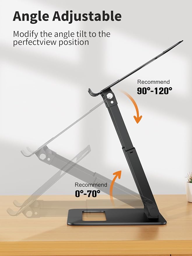 tounee Laptop Stand for Desk Adjustable Height, Telescopic Computer Stand with Pull Out Design Ergonomic Laptop Riser Fits All Laptops 10-17"-Black - Image 4